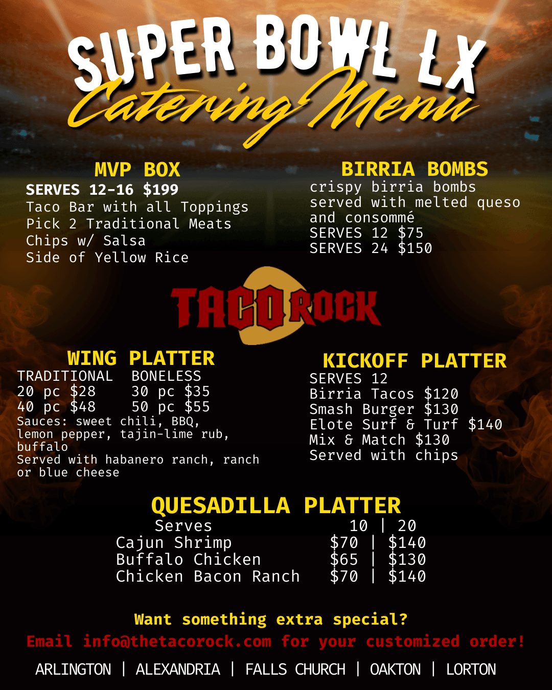 Taco Rock game day catering